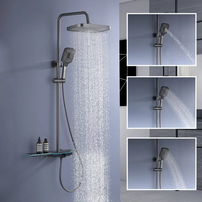 Lefton Thermostatic Shower System with Temperature Display & LED Light - SST2207